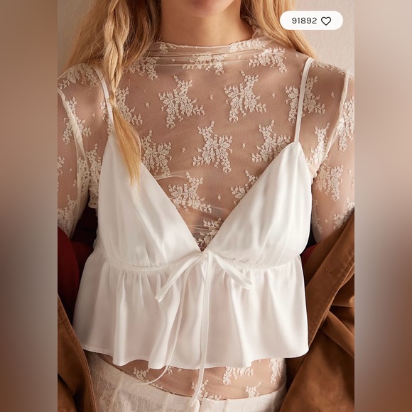Free People Intimately Lady Lux Lace Layering Top Sz XS - Picture 3 of 4